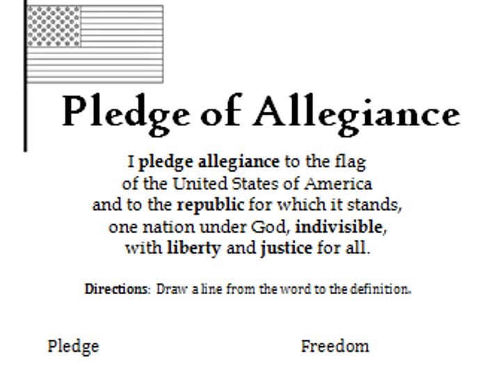 Vocabulary - Pledge of Allegiance - Printable Handout via photo about Pledge of Allegiance Words Printable named Vocabulary - Pledge of Allegiance - Printable Handout as a result of